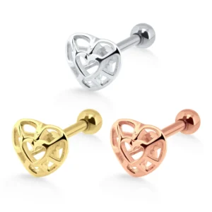 Helix Tragus Piercing Herz silberfarbig goldfarbig roségoldfarbig