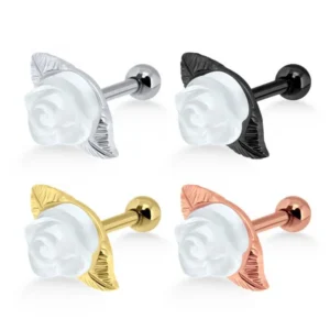 Helix Tragus Piercing Rose silberfarbig schwarz goldfarbig roségoldfarbig