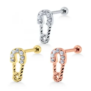 Helix Tragus Piercing Sicherheitsnadel silberfarbig goldfarbig roségoldfarbig