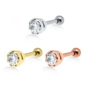 Helix Tragus Piercing großer Kristall silberfarbig goldfarbig roségoldfarbig