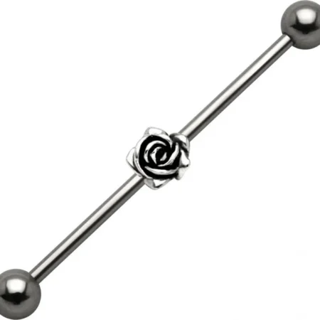 Industrial Piercing Silber Rose Stahl Barbell Ohr Schmuck mit Motiv