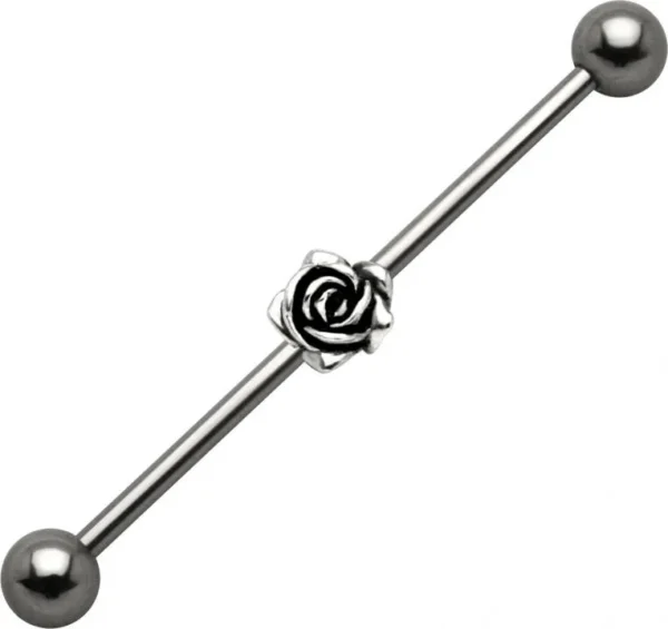 Industrial Piercing Silber Rose Stahl Barbell Ohr Schmuck mit Motiv