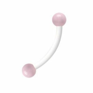 Karisma Augenbrauenpiercing Bioplast Piercing Weiss Edelstahl Kugeln 3mm Leicht Rosa- 6.0 mm