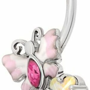 Karisma Bauchnabelpiercing Karisma Bauchnabel Piercing Schmetterling 316L Edelstahl - Zirkonia Steine mit Enemal Motiv Leicht Rosa