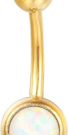 Karisma Bauchnabelpiercing Karisma Bauchnabel Piercing Titan G23 Gold beschichtet Banana 5/8mm Kugeln Opal - Weiss - Länge 10mm