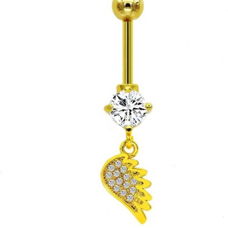 Karisma Bauchnabelpiercing Karisma Titan G23 Bauchnabel Piercing Feder Zirkonia - Weiss - Gold