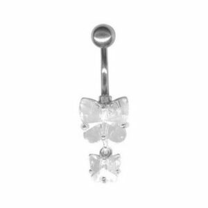 Karisma Bauchnabelpiercing Nabel Silber 925 Piercing 2 Schmetterling mit Kristall Elements