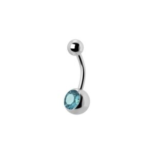 Karisma Bauchnabelpiercing Nabel Stecker Piercing Titan G23 Banana 5/8mm Kugeln Kristall Stein - Weiss.TJBL.12mm - Aqua