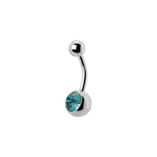 Karisma Bauchnabelpiercing Nabel Stecker Piercing Titan G23 Banana 5/8mm Kugeln Kristall Stein - Weiss.TJBL.12mm - Türkis