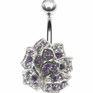 Karisma Bauchnabelpiercing Nabel Stecker Silber 925 Piercing Blume Liebe mit Kristall Elements
