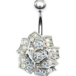 Karisma Bauchnabelpiercing Nabel Stecker Silber 925 Piercing Blume Liebe mit Kristall Elements
