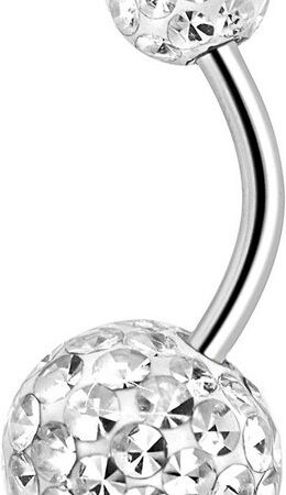 Karisma Bauchnabelpiercing Titan G23 Bauchnabel Piercing Mit Kristall Elements 5/8mm Kugeln, Beschichtet- Weiss - 6.0 Millimeter