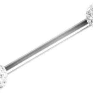 Karisma Brustwarzenpiercing Brustwarzen Brust Piercing Edelstahl Mit Kristall Elements 2 x Kugel 5mm Beschichtet- Weiss CJRB2S-05XS - 12.0 Millimeter