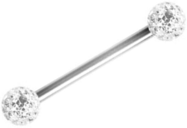 Karisma Brustwarzenpiercing Brustwarzen Brust Piercing Edelstahl Mit Kristall Elements 2 x Kugel 5mm Beschichtet- Weiss CJRB2S-05XS - 14.0 Millimeter