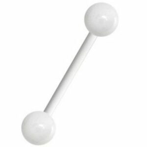 Karisma Brustwarzenpiercing Karisma Bioplast Zungenpiercing Hantel Piercing in Weiss mit 2 Edelstahl Kugeln 5mm Weiss Emailliert - F-EBRB.WH-WH 1,6mm