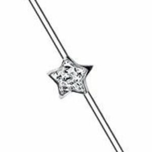 Karisma Brustwarzenpiercing Karisma Industrial Barbell Piercing Edelstahl 316L Ohrpiercing Epoxyharz Stern mit Kristall Elements Weiss - Länge 38mm