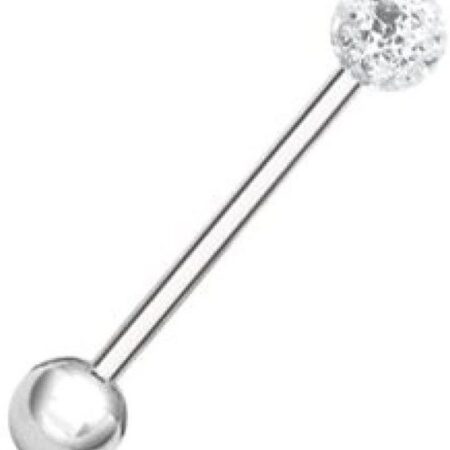 Karisma Brustwarzenpiercing Karisma Zungenpiercing Piercing Titan G23 Mit Kristall Elements Kugel 5mm Beschichtet- Weiss CJRB-05S - 14.0 Millimeter