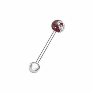 Karisma Brustwarzenpiercing Karisma Zungenpiercing Piercing Titan G23 Mit Kristall Elements Kugel 5mm Ying Yang Epoxydharz- Weiss und Rot - 16.0 Millimeter