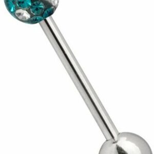 Karisma Brustwarzenpiercing Karisma Zungenpiercing Piercing Titan G23 Mit Kristall Elements Kugel 5mm Ying Yang Epoxydharz- Weiss und Türkis