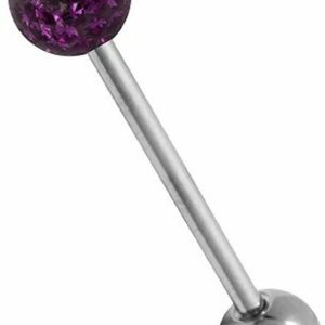 Karisma Brustwarzenpiercing Zungenpiercing Piercing Titan G23 Mit Kristall Elements Kugel 5mm Beschichtet- Amethyst CJRB-05S - 14.0 Millimeter