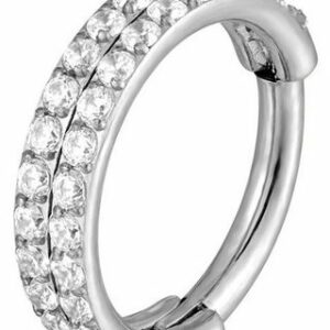 Karisma Nasenpiercing 2 Rings Titan G 23 Hinged Segmentring Charnier/Conch Clicker Ring Piercing Ohrring Premium Zirkonia Stärke 1,2mm Größe 10mm