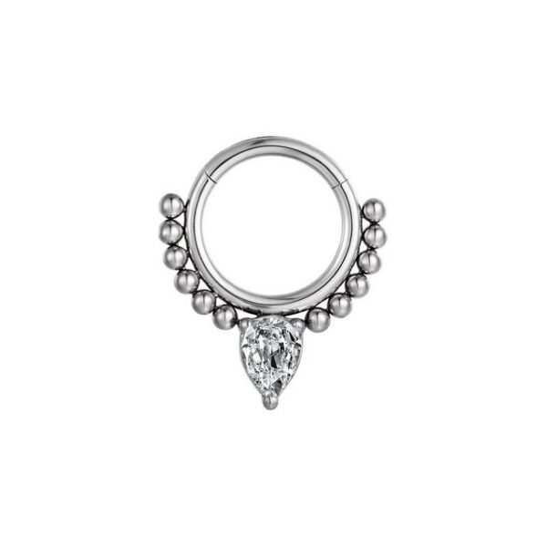 Karisma Nasenpiercing Edelstahl Hinged Segmentring Charnier/Conch Septum Clicker, Ring Piercing Kugeln Ohrring Stärke 1,2mm Weiss Durchmesser 8mm