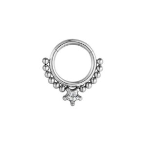 Karisma Nasenpiercing Edelstahl Hinged Segmentring Charnier/Conch Septum Clicker, Ring Piercing Kugeln Ohrring Stärke 1,2mm Weiss Durchmesser 8mm