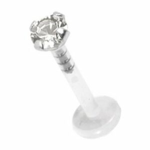 Karisma Nasenpiercing Karisma Labret Bioplast Lippen Piercing Aufsatz Silber 925 Stein 3mm - Weiss