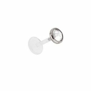 Karisma Nasenpiercing Labret Bioplast Lippen Piercing Aufsatz Titan Kristall Stein 3mm Flach -Weiss FLTAJ3F