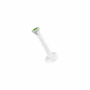 Karisma Nasenpiercing Labret Bioplast Lippen Piercing Aufsatz Transparent Kristall Stein 2,2mm - Peridot