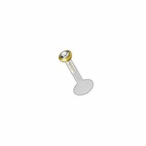 Karisma Nasenpiercing Labret Bioplast Transparent Lippen Piercing Aufsatz Stahl Gold Zirkonia Weiss 3mm