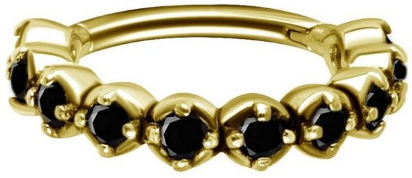 Karisma Piercing-Set Karisma Edelstahl 316L Hinged/Clicker Ring Piercing Ohrring Zirkonia Set 1,2x8mm - Gold Black Zirkonia