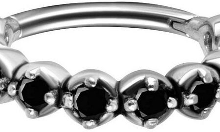 Karisma Piercing-Set Karisma Edelstahl 316L Hinged/Clicker Ring Piercing Ohrring Zirkonia Set 1,2x8mm - Silber Black Zirkonia