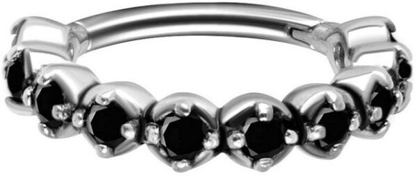 Karisma Piercing-Set Karisma Edelstahl 316L Hinged/Clicker Ring Piercing Ohrring Zirkonia Set 1,2x8mm - Silber Black Zirkonia