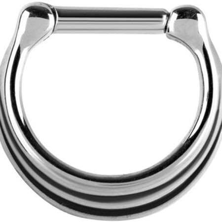 Karisma Piercing-Set Karisma Edelstahl 316L Septum Clicker 3 Ringe mit Black Streifen - Concave Segment Scharnier Ring Ohrring Nase 1,2x8mm - Silber