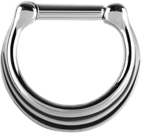 Karisma Piercing-Set Karisma Edelstahl 316L Septum Clicker 3 Ringe mit Black Streifen - Concave Segment Scharnier Ring Ohrring Nase 1,2x8mm - Silber