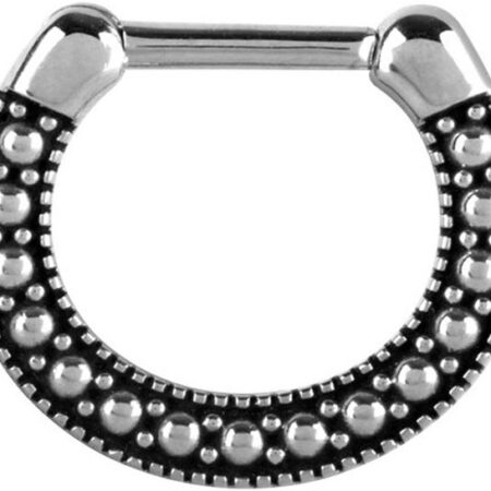 Karisma Piercing-Set Karisma Edelstahl 316L Tribal Septum Clicker mit Kugeln Dots Ohrring Nase 1,2x8mm - Silber