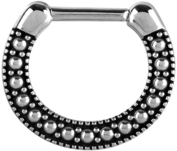 Karisma Piercing-Set Karisma Edelstahl 316L Tribal Septum Clicker mit Kugeln Dots Ohrring Nase 1,2x8mm - Silber