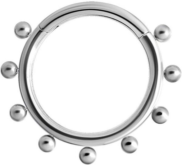 Karisma Piercing-Set Karisma Edelstahl Hinged Scharnier Segment Ring Kugeln Ohrring Nase 1,2x8mm - Silber