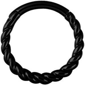 Karisma Piercing-Set Karisma Edelstahl Hinged Scharnier Segment Ring Twisted Rope Ohrring Nase 1,2x8mm - Black