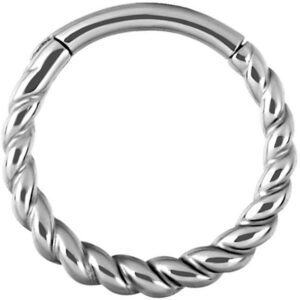 Karisma Piercing-Set Karisma Edelstahl Hinged Scharnier Segment Ring Twisted Rope Ohrring Nase 1,2x8mm - Silber