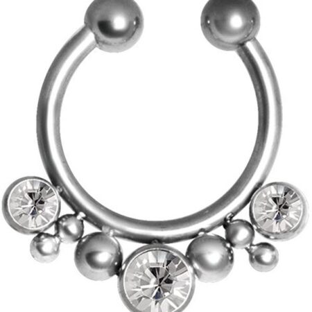 Karisma Piercing-Set Karisma Fake Shiny Septum Nasenpiercing Piercing-Ring mit Kristallsteine in Weiss Edelstahl 316L