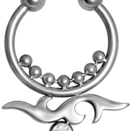 Karisma Piercing-Set Karisma Fake Shiny Septum Tribal Tattoo Nasenpiercing Piercing-Ring mit Kristall Elements Weiss und Kugekn Edelstahl 316L