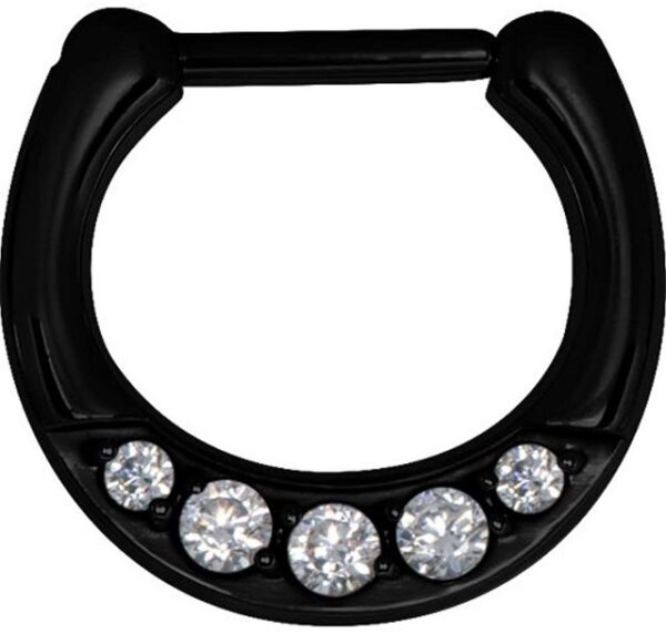 Karisma Piercing-Set Karisma Hinged Septum Ring Clicker Black PVD Edelstahl 316L Lippe Nase Zirkonia Steine BK-JSRZ-01 Stärke 1,2mm - 6.0 Millimeter