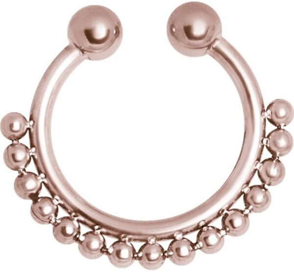 Karisma Piercing-Set Karisma Rosé Gold Fake Shiny Septum Clicker Nasenpiercing Piercing-Ring mit Kugeln Edelstahl 316L