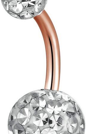 Karisma Piercing-Set Karisma Roségold Titan G23 Bauchnabelpiercing Sealed mit Kristall Elements 5/8mm Weisse Kugeln Epoxyharz.HB177 - Länge 6mm
