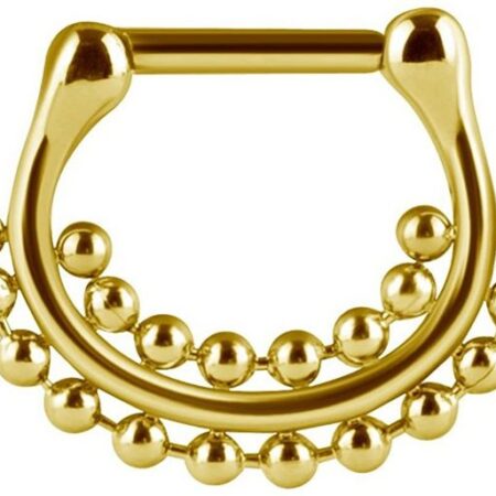 Karisma Piercing-Set Karisma Septum Clicker Piercing-2 Ring Kugelkette Nasenpiercing Edelstahl 316L 1,2x8mm - Gold