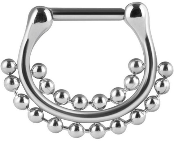 Karisma Piercing-Set Karisma Septum Clicker Piercing-2 Ring Kugelkette Nasenpiercing Edelstahl 316L 1,2x8mm - Silber