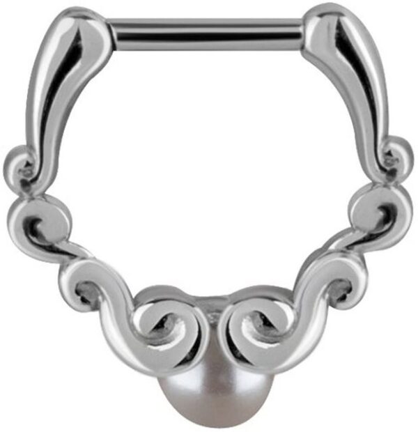 Karisma Piercing-Set Karisma Septum Clicker Piercing-Ring Tribal Perle 4mm Edelstahl 316L Weiss 1,2mm