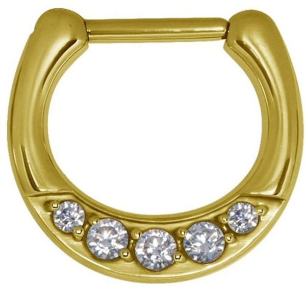 Karisma Piercing-Set Karisma Septum Clicker Piercing Zirkonia Weiss Nasenpiercing Edelstahl 316L 1,2x8mm - Gold